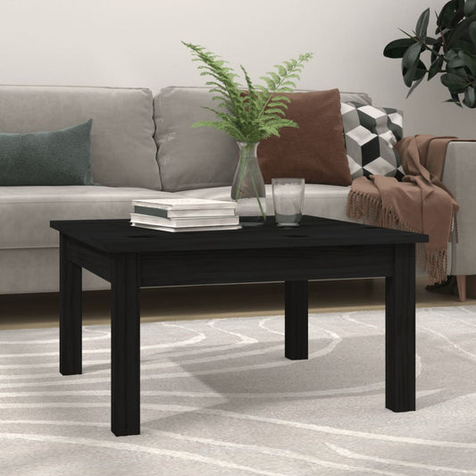 Tavolino da Salotto Nero 55x55x30 cm Legno Massello di Pino | homemem39