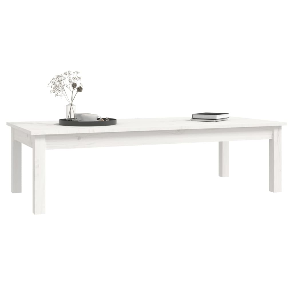 Tavolino da Salotto Bianco 110x50x30 cm Legno Massello di Pino | homemem39