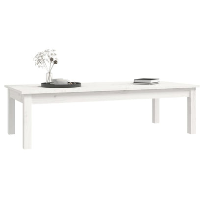 Tavolino da Salotto Bianco 110x50x30 cm Legno Massello di Pino | homemem39