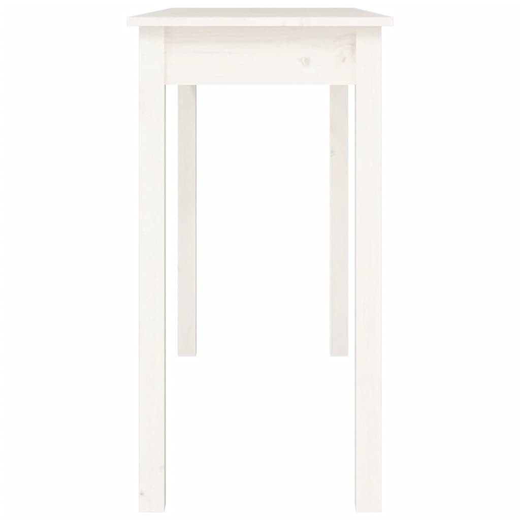 Tavolo Consolle Bianco 110x40x75 cm in Legno Massello di Pino