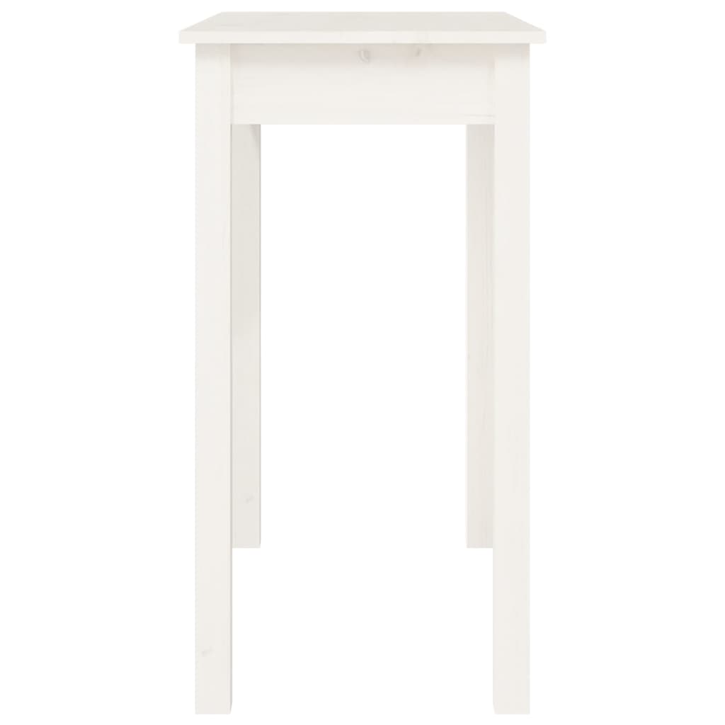 Tavolo Consolle Bianco 80x40x75 cm in Legno Massello di Pino - homemem39