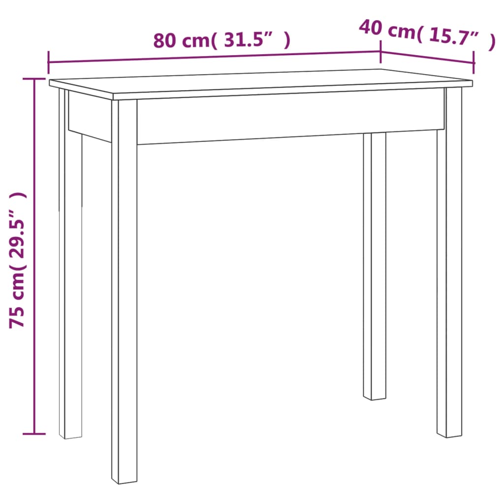 Tavolo Consolle Bianco 80x40x75 cm in Legno Massello di Pino | homemem39