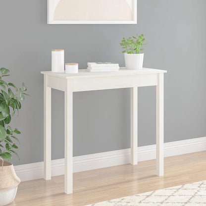 Tavolo Consolle Bianco 80x40x75 cm in Legno Massello di Pino | homemem39