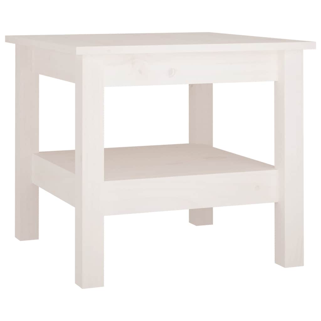 Tavolino da caffè bianco 45x45x40 cm in legno massello di pino