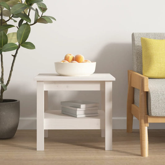 Tavolino da caffè bianco 45x45x40 cm in legno massello di pino | homemem39