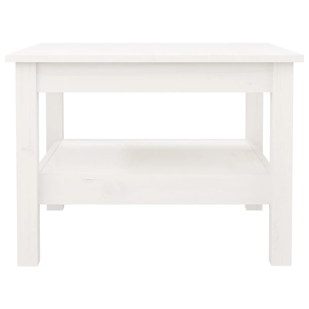 Tavolino da Salotto Bianco 55x55x40 cm Legno Massello di Pino