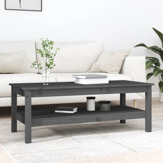 Tavolino da Salotto Grigio 110x50x40 cm Legno Massello di Pino | homemem39