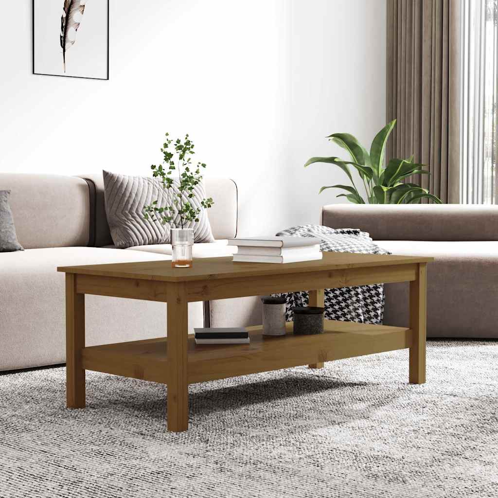 Tavolino da Salotto ambra 110x50x40 cm Legno Massello di Pino