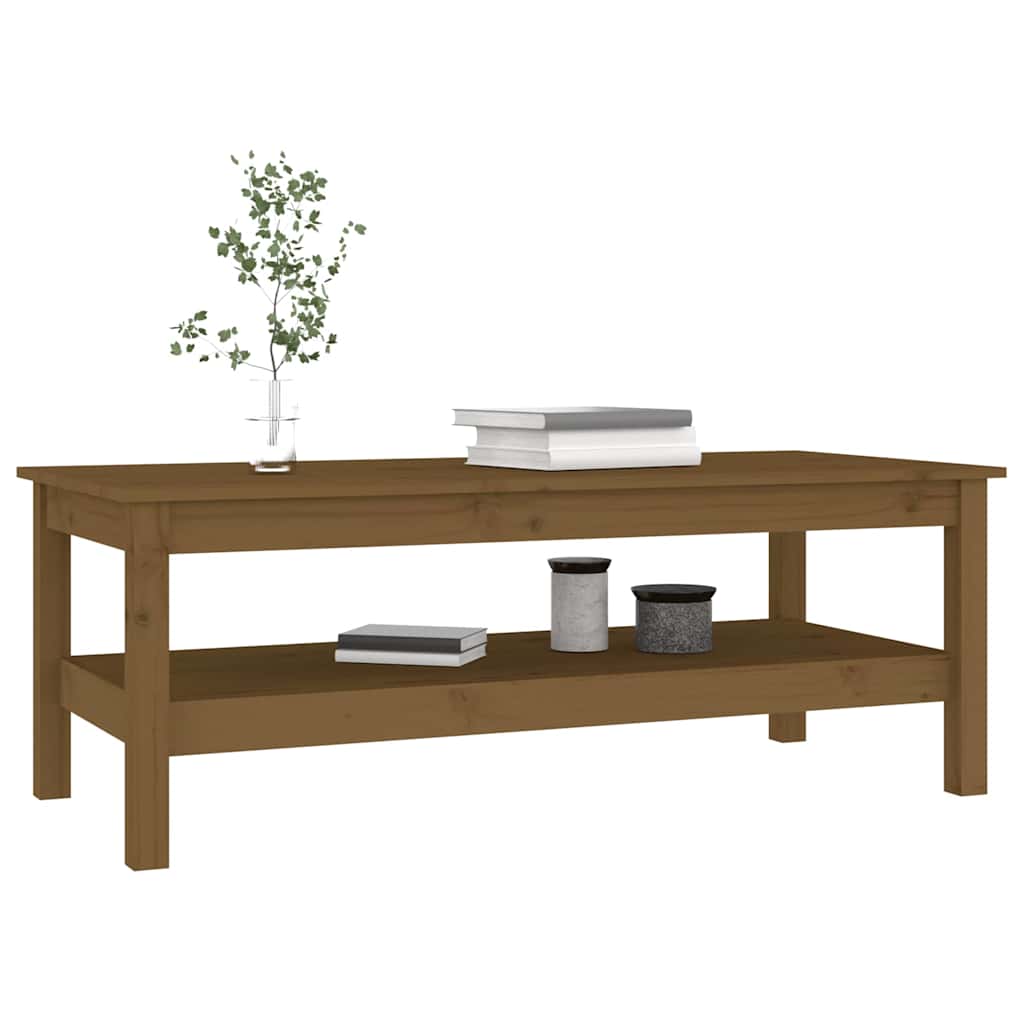 Tavolino da Salotto ambra 110x50x40 cm Legno Massello di Pino