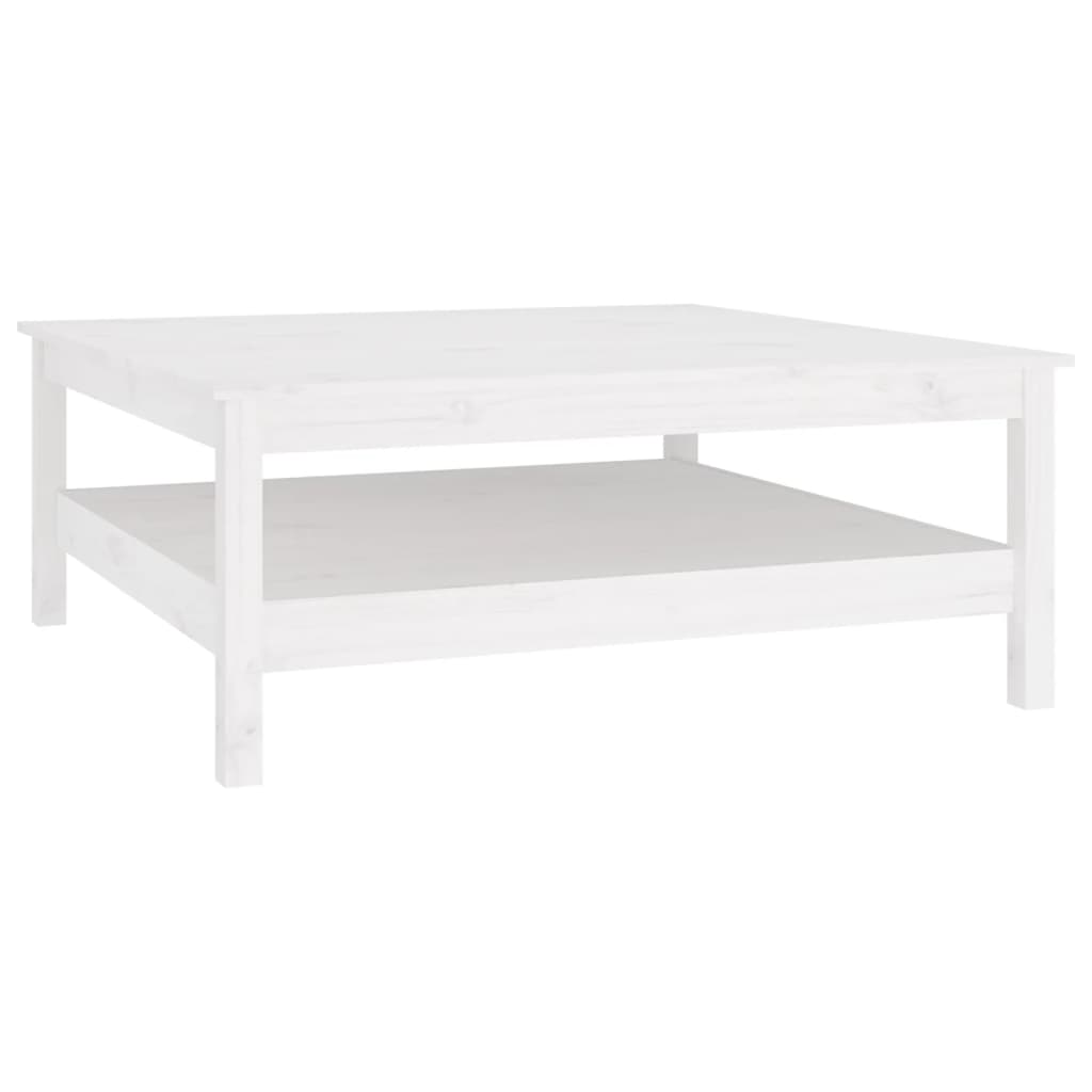 Tavolino da caffè bianco 100x100x40 cm in legno massello di pino | homemem39