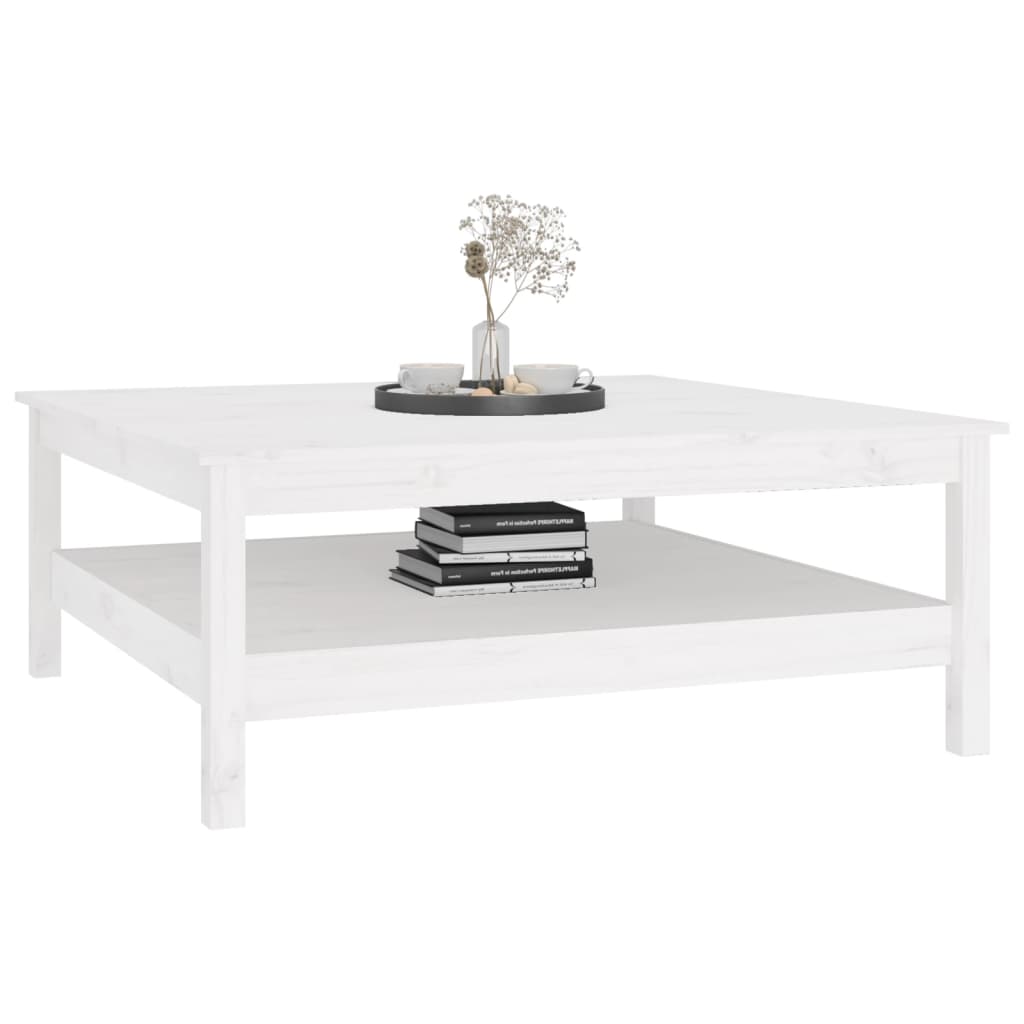 Tavolino da caffè bianco 100x100x40 cm in legno massello di pino | homemem39