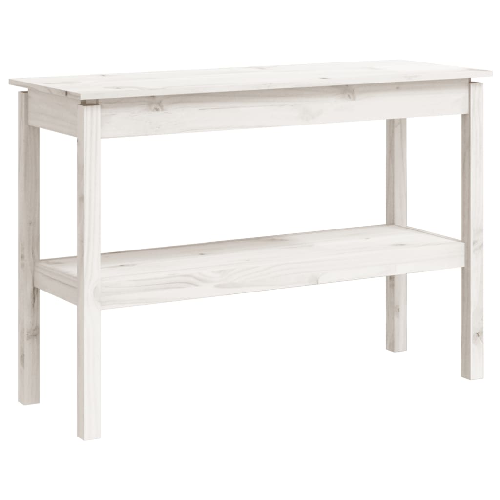 Tavolo Consolle Bianco 110x40x75 cm in Legno Massello di Pino - homemem39