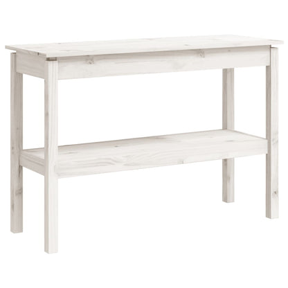 Tavolo Consolle Bianco 110x40x75 cm in Legno Massello di Pino - homemem39