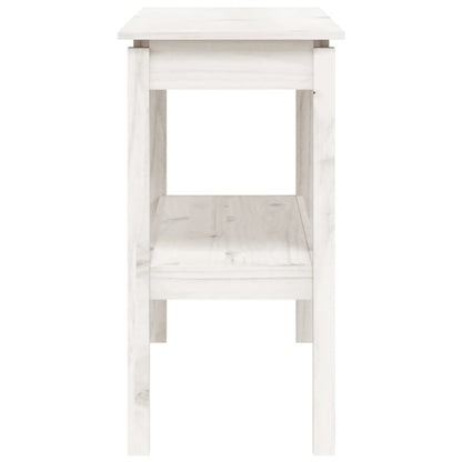 Tavolo Consolle Bianco 110x40x75 cm in Legno Massello di Pino - homemem39