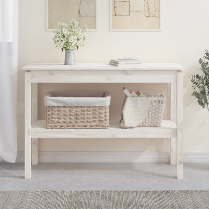 Tavolo Consolle Bianco 110x40x75 cm in Legno Massello di Pino - homemem39