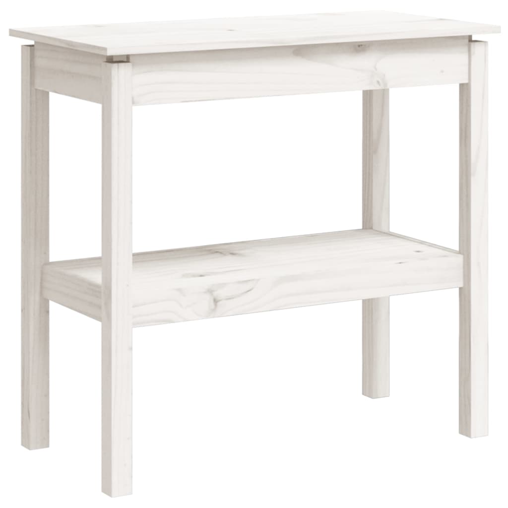 Tavolo Consolle Bianco 80x40x75 cm in Legno Massello di Pino - homemem39
