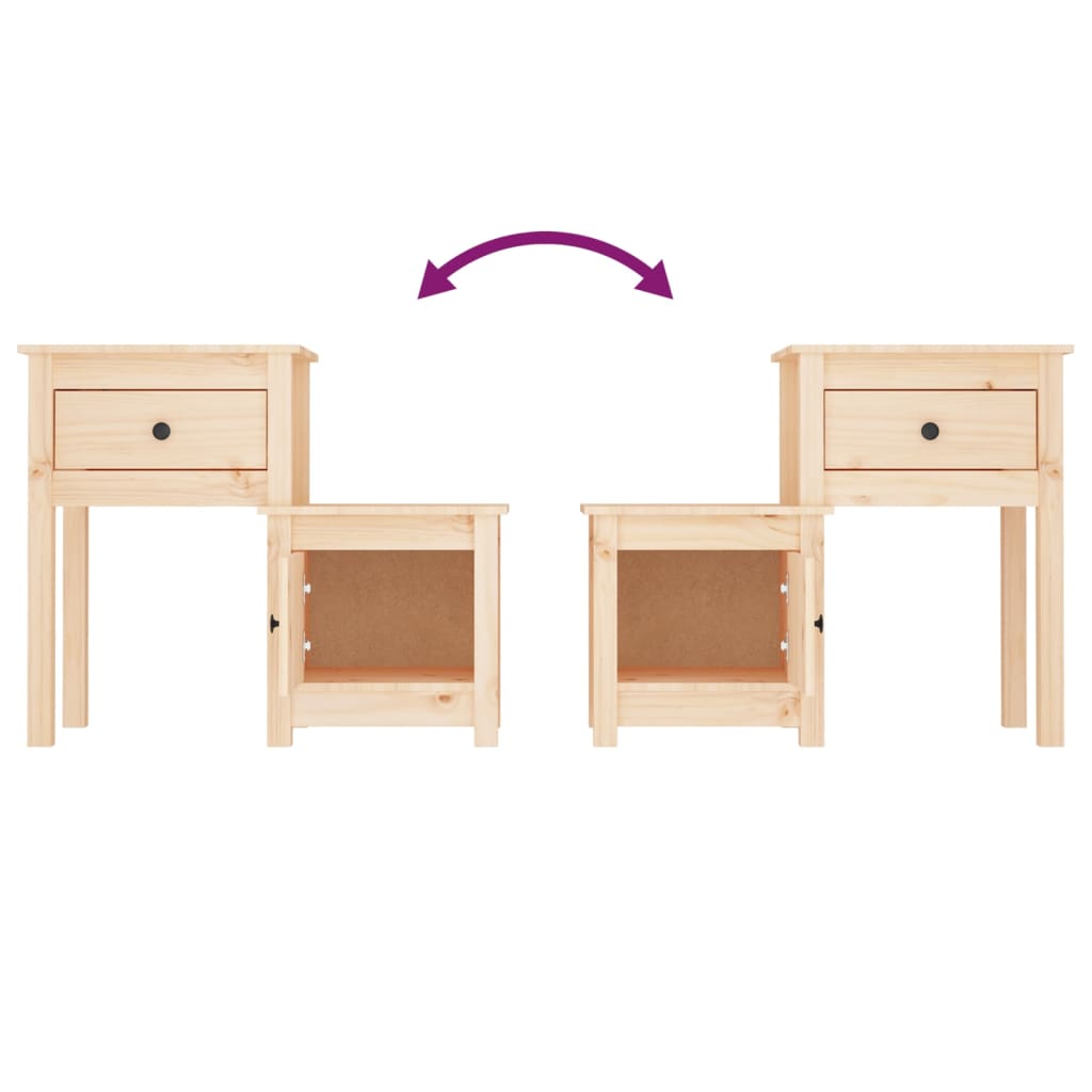 Comodino 79,5x38x65,5 cm in Legno Massello di Pino | homemem39