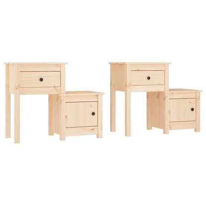 Comodini 2 pz 79,5x38x65,5 cm in Legno Massello di Pino - homemem39