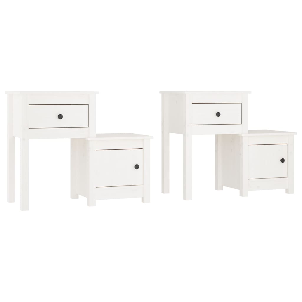 Comodini 2 pz Bianchi 79,5x38x65,5 cm in Legno Massello di Pino - homemem39