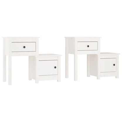 Comodini 2 pz Bianchi 79,5x38x65,5 cm in Legno Massello di Pino - homemem39