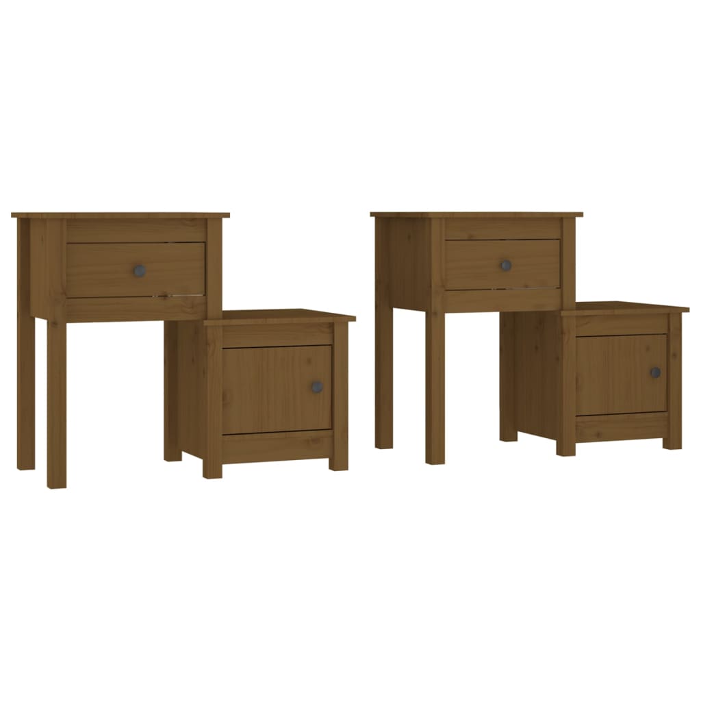 Comodini 2 pz ambra 79,5x38x65,5 cm in Legno Massello di Pino - homemem39