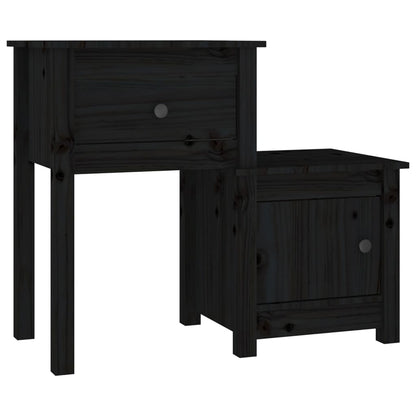 Comodino Nero 79,5x38x65,5 cm in Legno Massello di Pino - homemem39