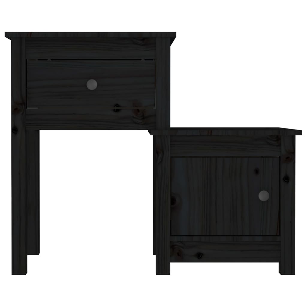 Comodini 2 pz Neri 79,5x38x65,5 cm in Legno Massello di Pino - homemem39