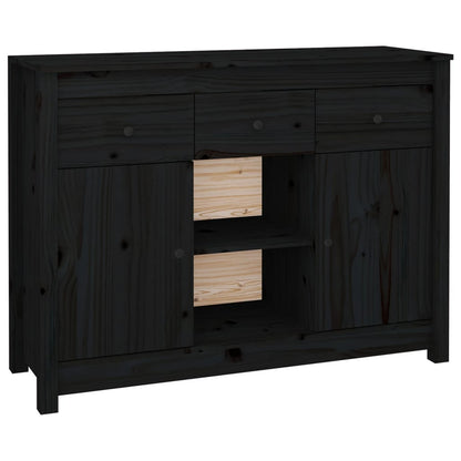 Credenza Nera 100x35x74,5 cm in Legno Massello di Pino - homemem39