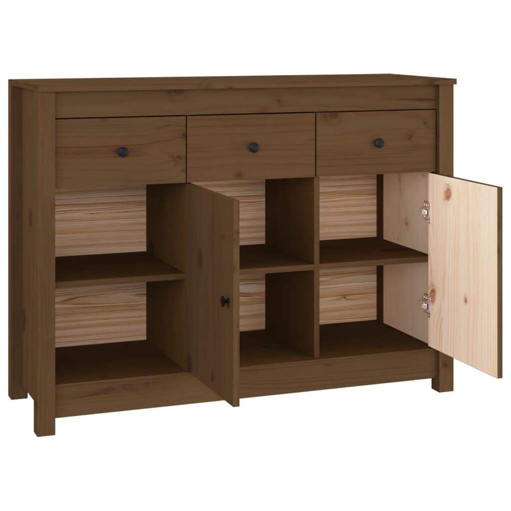 Credenza Marrone Ambrato 100x35x74 cm in Legno Massello di Pino - homemem39