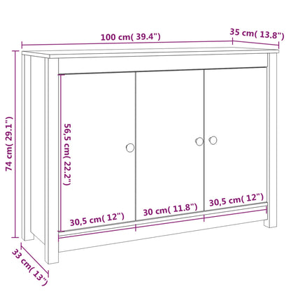 Credenza 100x35x74 cm in Legno Massello di Pino