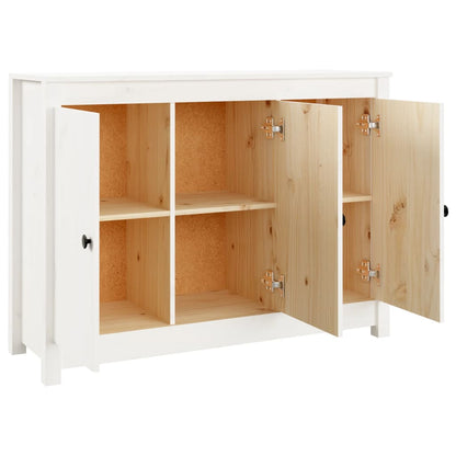 Credenza Bianca 100x35x74 cm in Legno Massello di Pino - homemem39