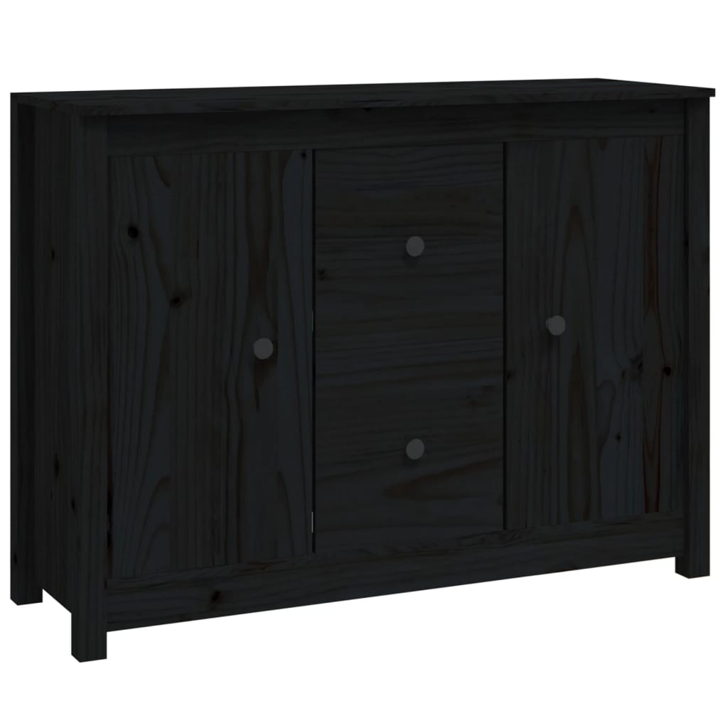 Credenza Nera 100x35x74 cm in Legno Massello di Pino - homemem39