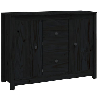 Credenza Nera 100x35x74 cm in Legno Massello di Pino - homemem39