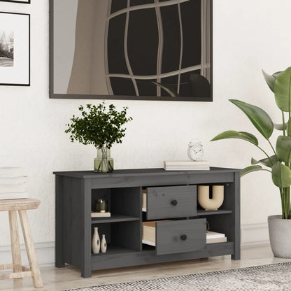 Mobile Porta TV Grigio 103x36,5x52 cm in Legno Massello di Pino - homemem39