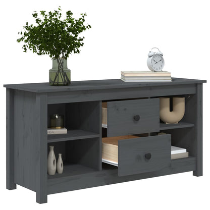 Mobile Porta TV Grigio 103x36,5x52 cm in Legno Massello di Pino - homemem39