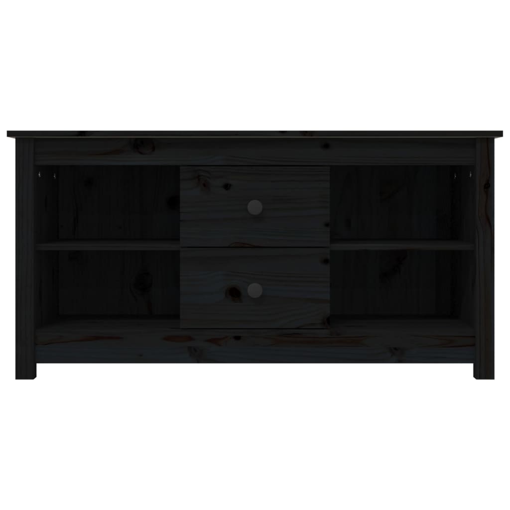 Mobile Porta TV Nero 103x36,5x52 cm in Legno Massello di Pino - homemem39