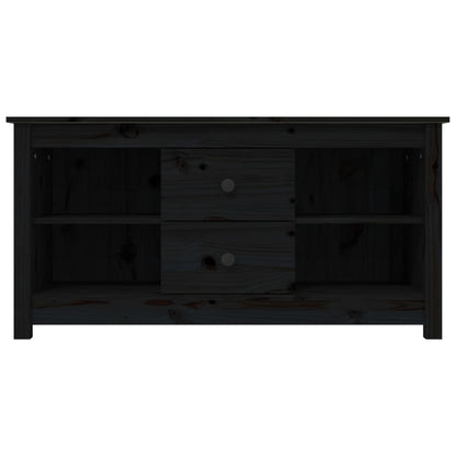 Mobile Porta TV Nero 103x36,5x52 cm in Legno Massello di Pino - homemem39