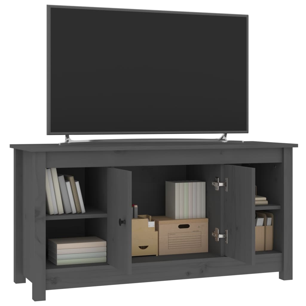 Mobile Porta TV Grigio 103x36,5x52 cm in Legno Massello di Pino - homemem39