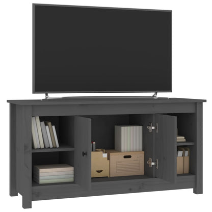 Mobile Porta TV Grigio 103x36,5x52 cm in Legno Massello di Pino - homemem39