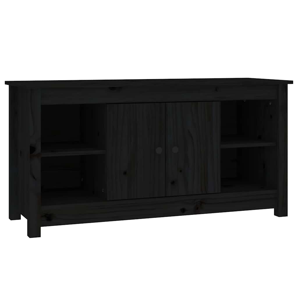 Mobile Porta TV Nero 103x36,5x52 cm in Legno Massello di Pino - homemem39