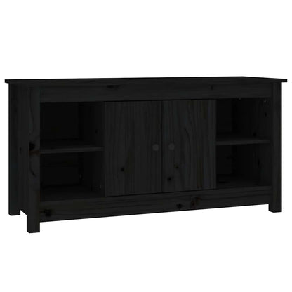 Mobile Porta TV Nero 103x36,5x52 cm in Legno Massello di Pino - homemem39
