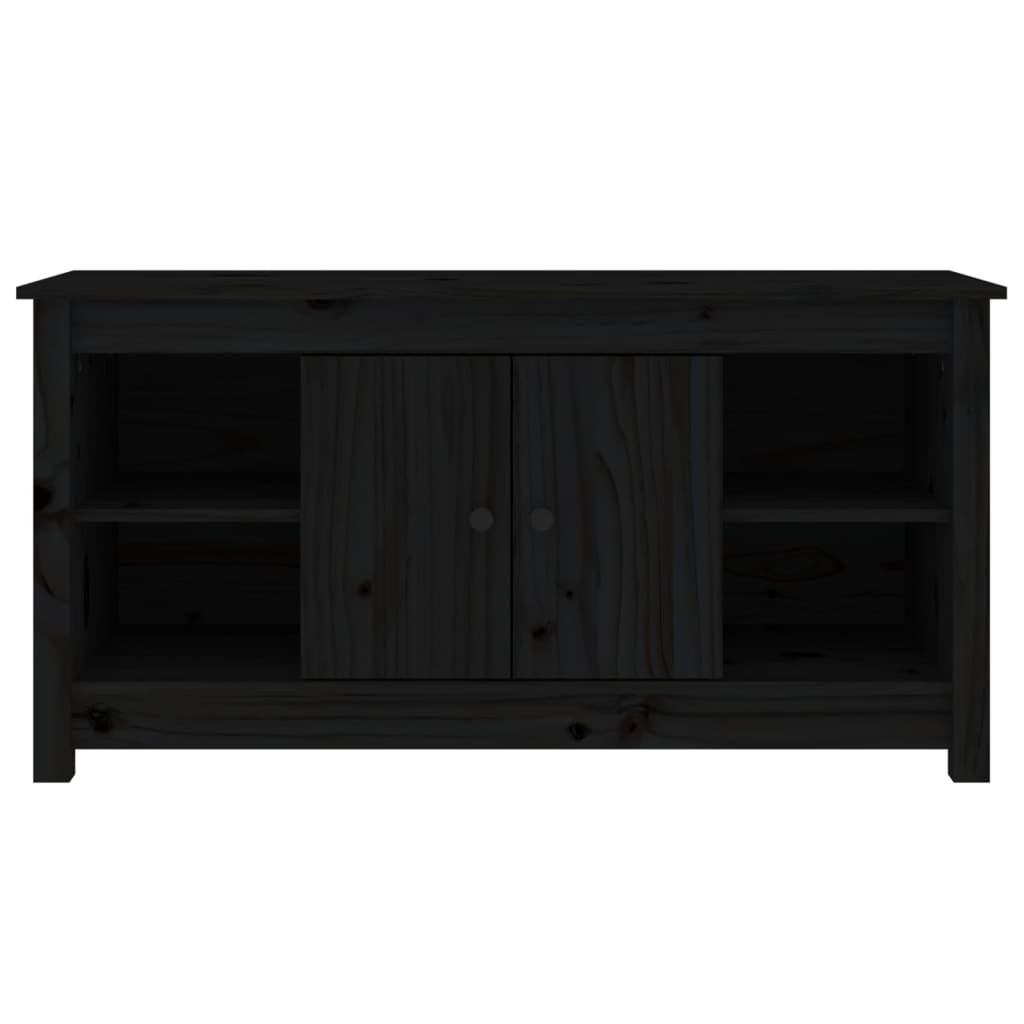 Mobile Porta TV Nero 103x36,5x52 cm in Legno Massello di Pino - homemem39