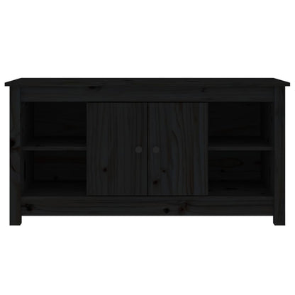 Mobile Porta TV Nero 103x36,5x52 cm in Legno Massello di Pino - homemem39