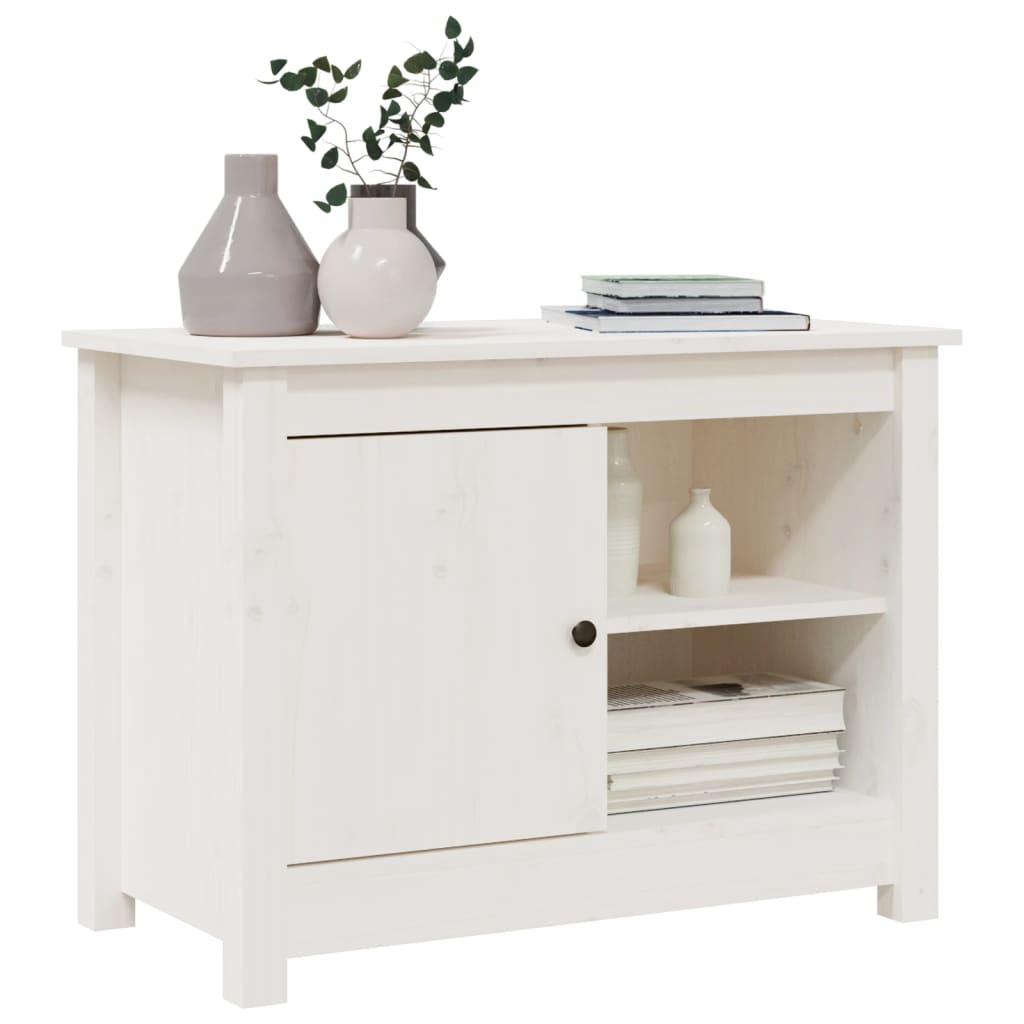 White TV Cabinet 70x36.5x52 cm in Solid Pine Wood