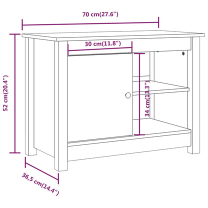 Mobile Porta TV Bianco 70x36,5x52 cm in Legno Massello di Pino