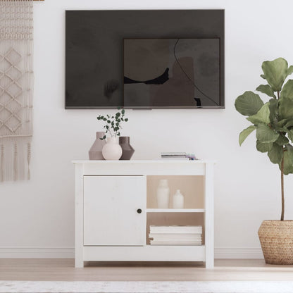 White TV Cabinet 70x36.5x52 cm in Solid Pine Wood