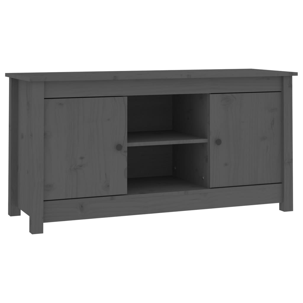 Mobile Porta TV Grigio 103x36,5x52 cm in Legno Massello di Pino - homemem39