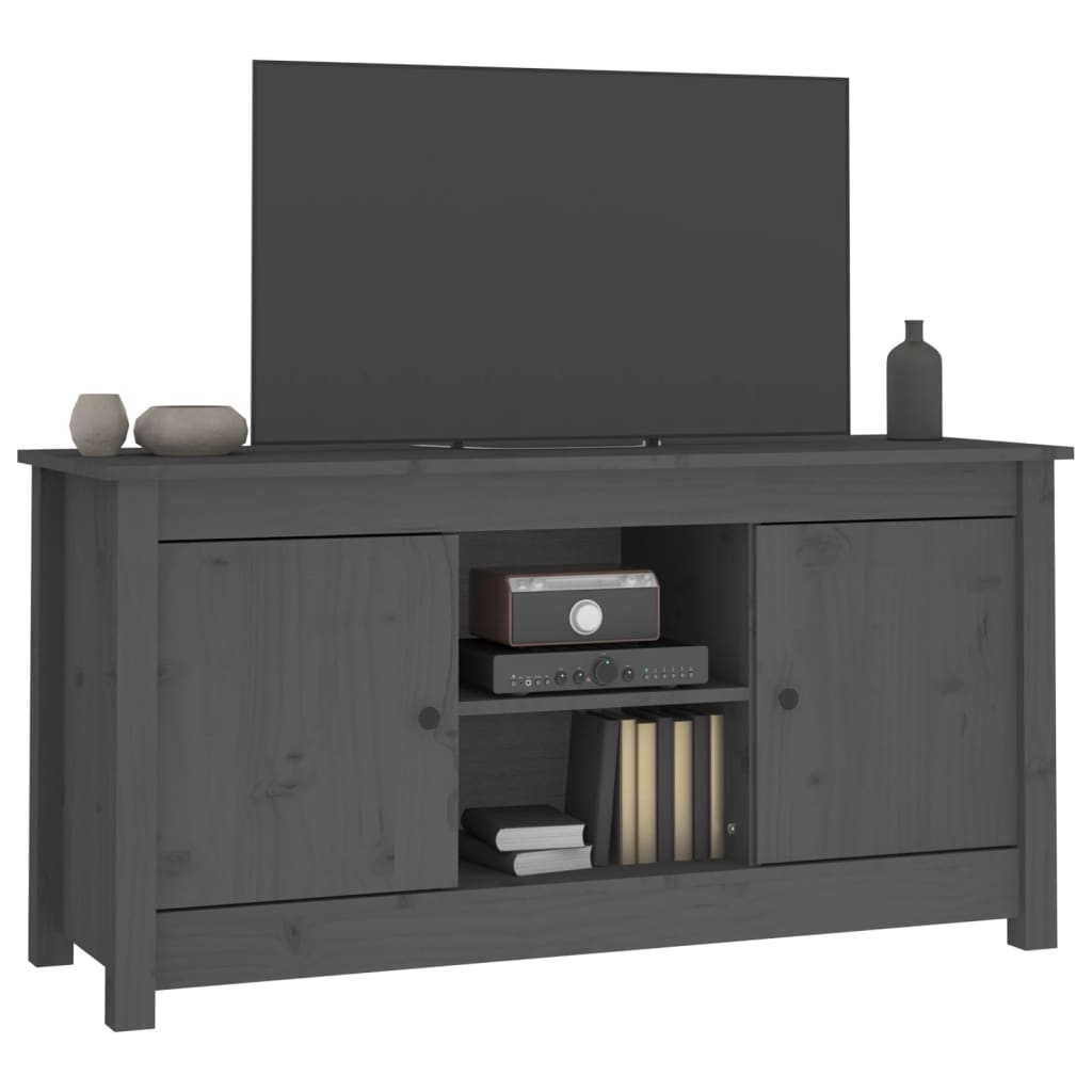 Mobile Porta TV Grigio 103x36,5x52 cm in Legno Massello di Pino - homemem39