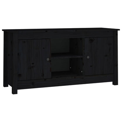 Mobile Porta TV Nero 103x36,5x52 cm in Legno Massello di Pino - homemem39