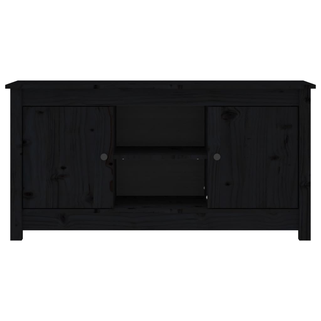 Mobile Porta TV Nero 103x36,5x52 cm in Legno Massello di Pino - homemem39